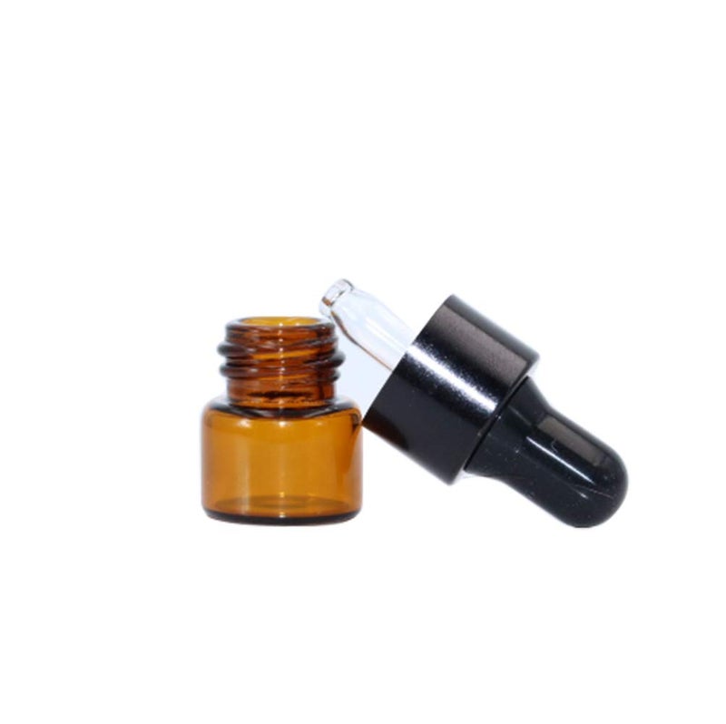 Furnido 120 Pack,1ml Amber Glass Dropper Bottle,Small Glass Sample Dropper Vial For Essential Oils With Pure Glass Eye Dropper&Aluminum caps,Aromatherapy Perfume Container Liquid Bottles-Pipette&Funnel free - Image 3